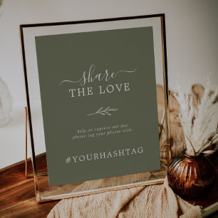 Affiche Feuille minimale Dark Green Share The Love Hasht
