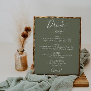 Affiche Feuille minimale   Menu Mariage Vert foncé