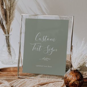 Affiche Feuille minimale   Sage Vert Texte Personnalisé