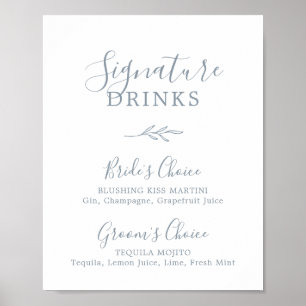 Affiche Feuille minimale   Signature bleu foncé Signet boi