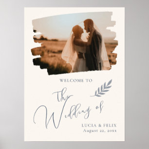 Affiche Feuille moderne en détresse Mariage photo accueil