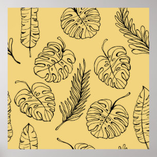 Affiche Feuille Plante motif des forêts tropicales et Mons