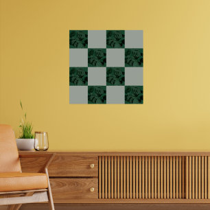 Affiche Feuilles À damiers Motif Monstera