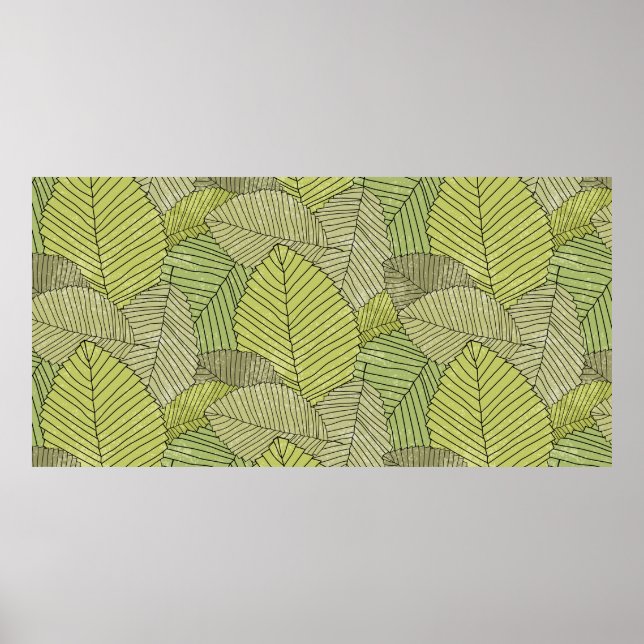 Affiche Feuilles Abstraites motif coloré (Devant)