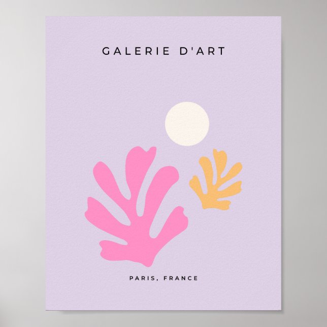Affiche Feuilles Abstraits découpés Formes violet (Devant)