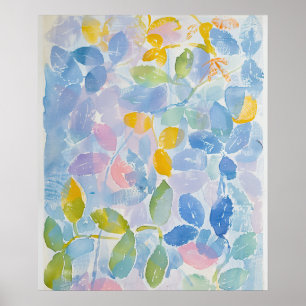 Affiche Feuilles Abstraits Pastel Watercolor