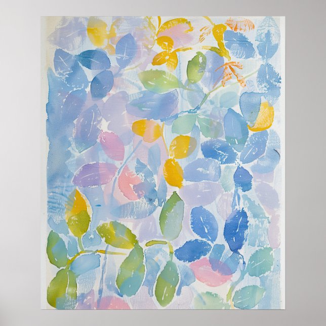 Affiche Feuilles Abstraits Pastel Watercolor (Devant)