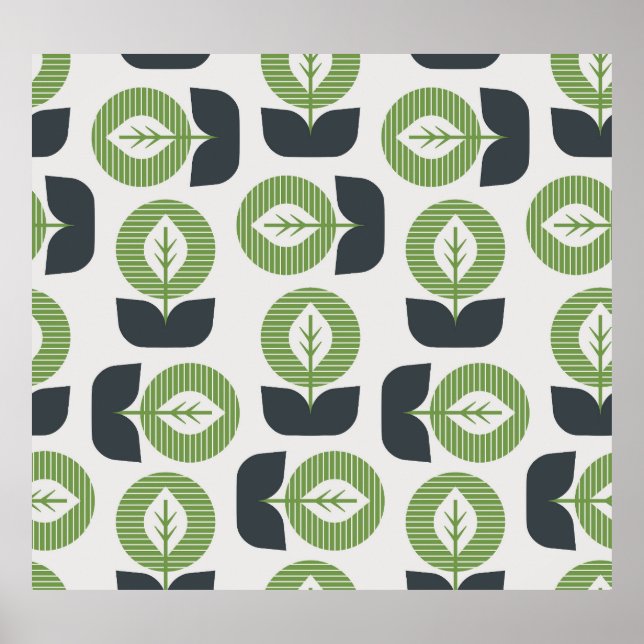 Affiche Feuilles Abstraits rétro : Style Vintage sans fail (Devant)