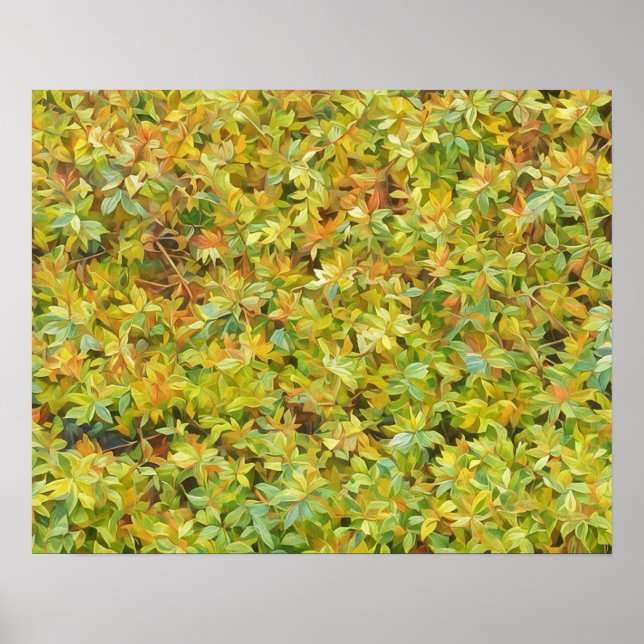 Affiche Feuilles Abstraits Vert Aquarelle Style Art (Devant)