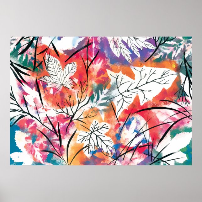 Affiche Feuilles aquarelle (Devant)