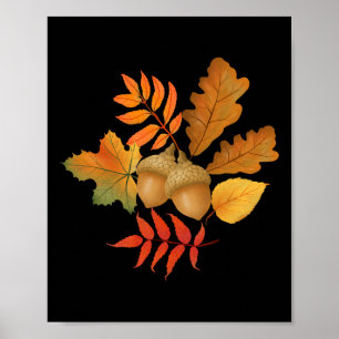 Affiche Feuilles Automatiques Et Acornes Automne Bonjour A
