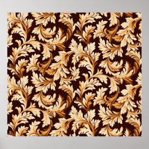 Affiche Feuilles Baroques Dessinés À La Main : Élégance De