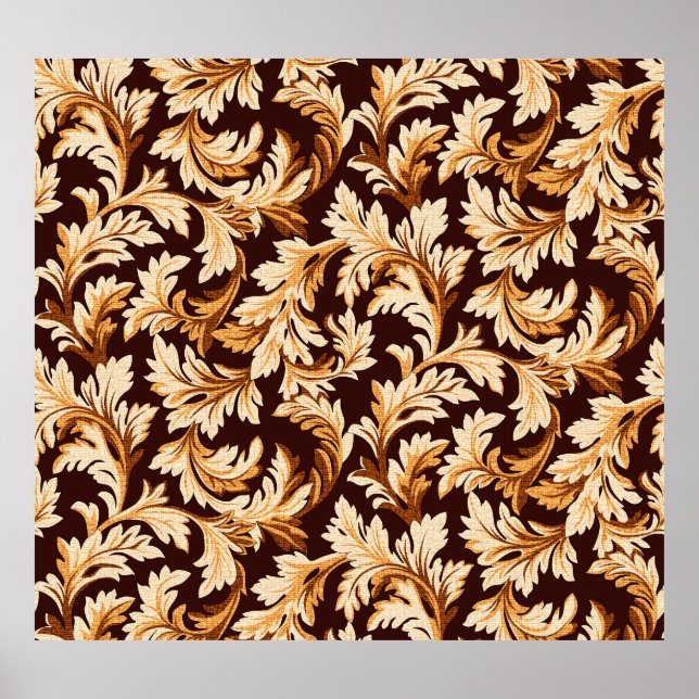 Affiche Feuilles Baroques Dessinés À La Main : Élégance De (Devant)