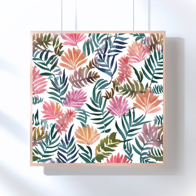 Affiche Feuilles botaniques aquarelle | Floral Coloré (Créateur téléchargé)