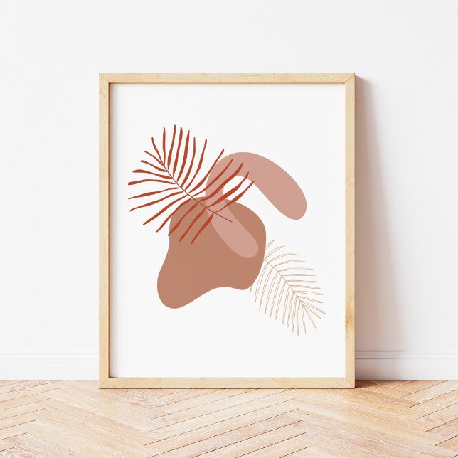 Affiche Feuilles botaniques bohèmes contre formes abstrait (Créateur téléchargé)