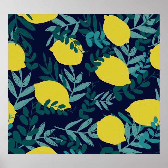 Affiche Feuilles citron : arrière - plan d'illustration vi (Devant)