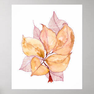 Affiche Feuilles d'aquarelle d'automne Illustration botani