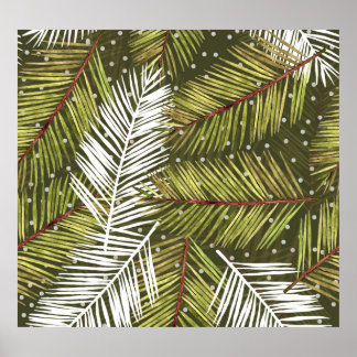 Affiche Feuilles d'aquarelle verte : Illustration transpar