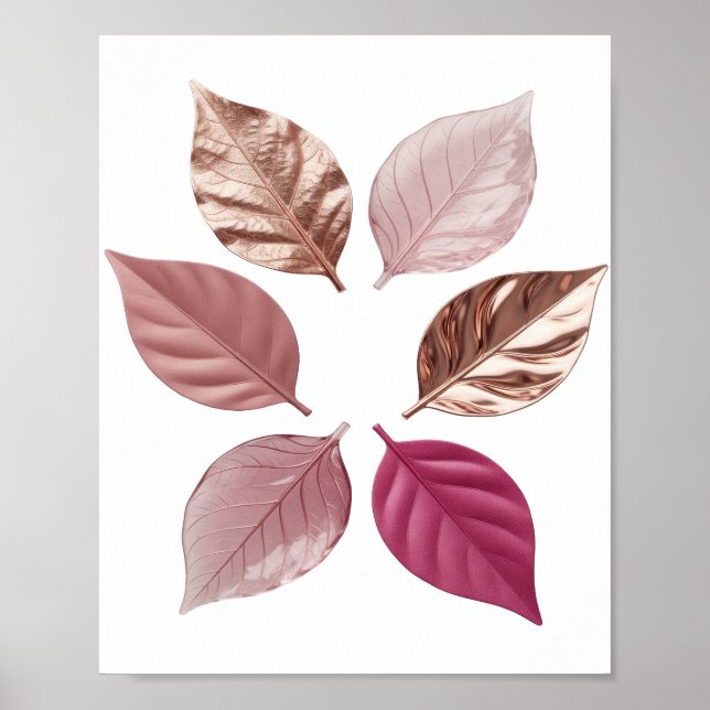 Affiche Feuilles d'argent élégantes DE COULEURS DIFFÉRENTE (Devant)