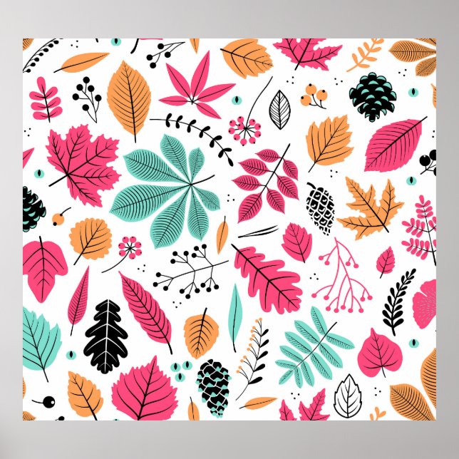 Affiche Feuilles d'automne Abstrait Motif sans fil (Devant)