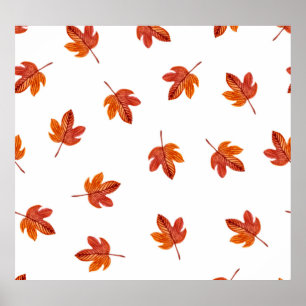 Affiche Feuilles d'automne aquarelle main tirée