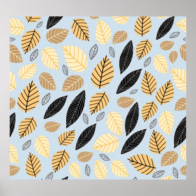 Affiche Feuilles d'automne : Arrière - plan bleu transpare (Devant)