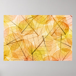 Affiche Feuilles d'automne Arrière - plan jaune et orange