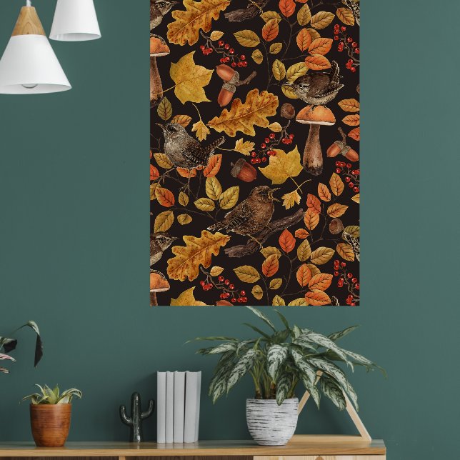 Affiche Feuilles d'automne, baies, champignons et fleurs (Salon 1)
