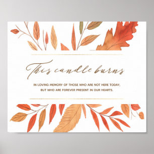 Affiche Feuilles d'automne Cette bougie brûle Mariage Mémo
