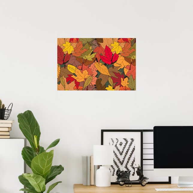 Affiche Feuilles d'automne colorées (Bureau à domicile)