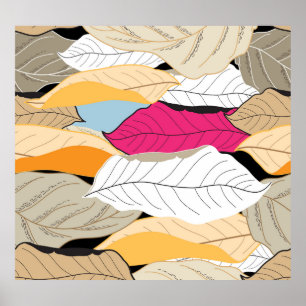 Affiche Feuilles d'automne colorées, motif sans soudure.