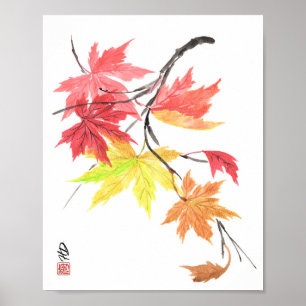 Affiche Feuilles d'automne dans le vent
