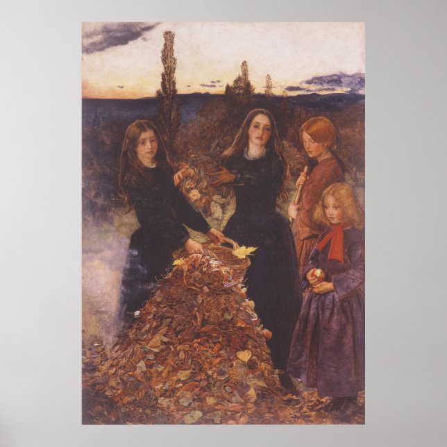 Affiche Feuilles d'automne de Millais (Devant)