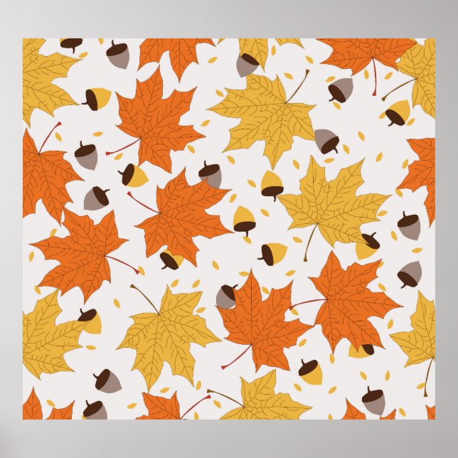 Affiche Feuilles d'automne, design vintage sans soudure. (Devant)