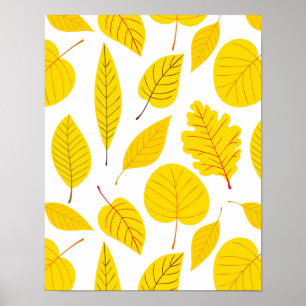 Affiche Feuilles d'automne en jaune