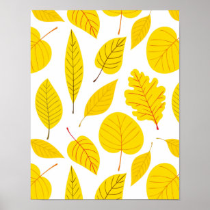 Affiche Feuilles d'automne en jaune