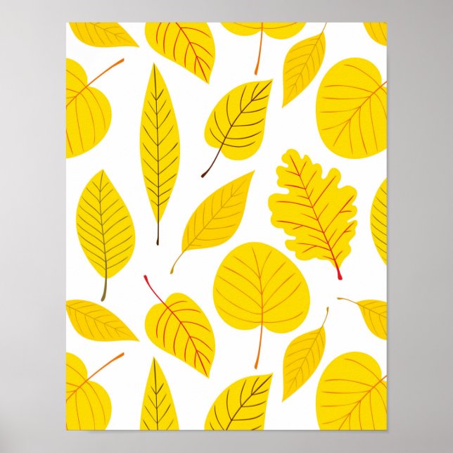 Affiche Feuilles d'automne en jaune (Devant)