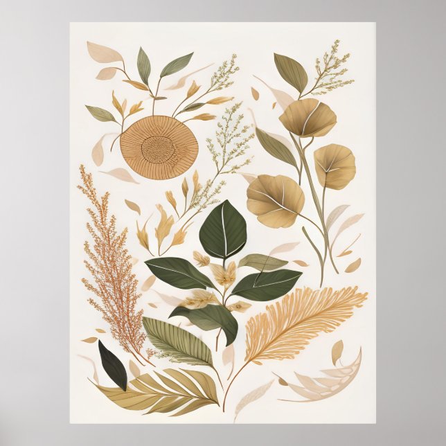 Affiche Feuilles D'Automne Et Art Fleur (Devant)
