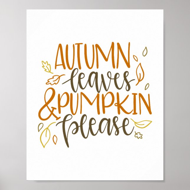 Affiche Feuilles d'automne et Citrouilles S'il vous plaît  (Devant)