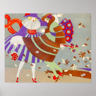 AFFICHE FEUILLES D'AUTOMNE ET CONCEPTEUR DE COSTUME VENT /