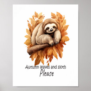 Affiche Feuilles d'automne et paresse s'il vous plaît