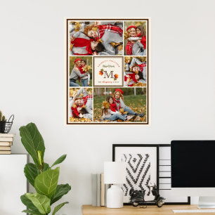 Affiche Feuilles d'automne Famille Monogramme 6 Photo Than