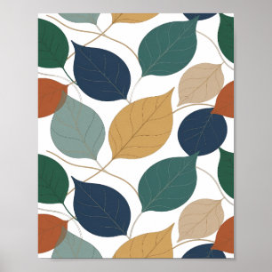Affiche Feuilles d'AUTOMNE grises Modernes Création Graphi