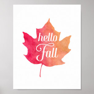 Affiche Feuilles d'automne Hello Automne Citation de typog