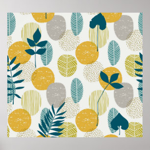 Affiche Feuilles d'automne, motif vintage sans soudure.