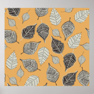 Affiche Feuilles d'automne, motif vintage sans soudure.