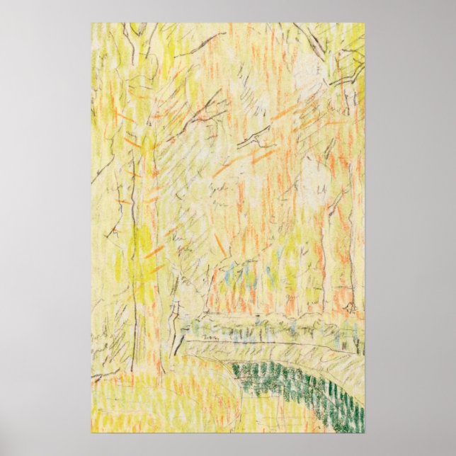 Affiche Feuilles d'automne Paysage Sketch Art (Devant)