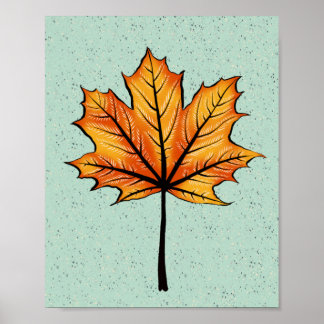Affiche Feuilles D'Automne Sur L'Art Botanique Décoratif B