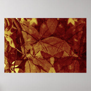 Affiche Feuilles d'automne Tons ocres abstraits