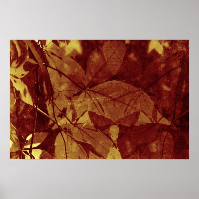 Affiche Feuilles d'automne Tons ocres abstraits (Devant)